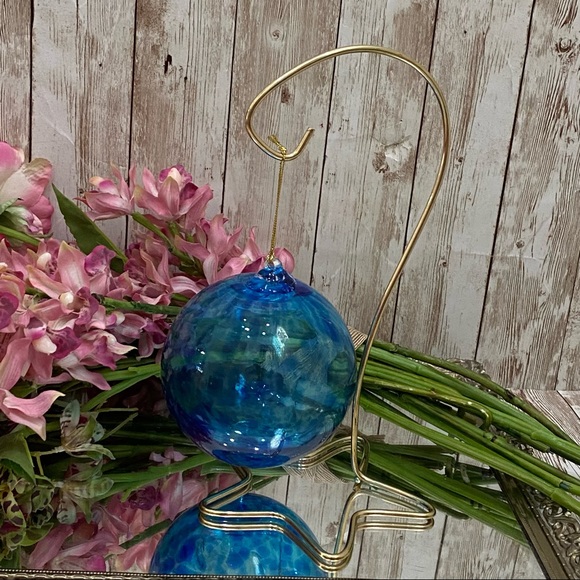 Blue Handblown Heavy Glass 4” Large Ornament - Picture 2 of 12